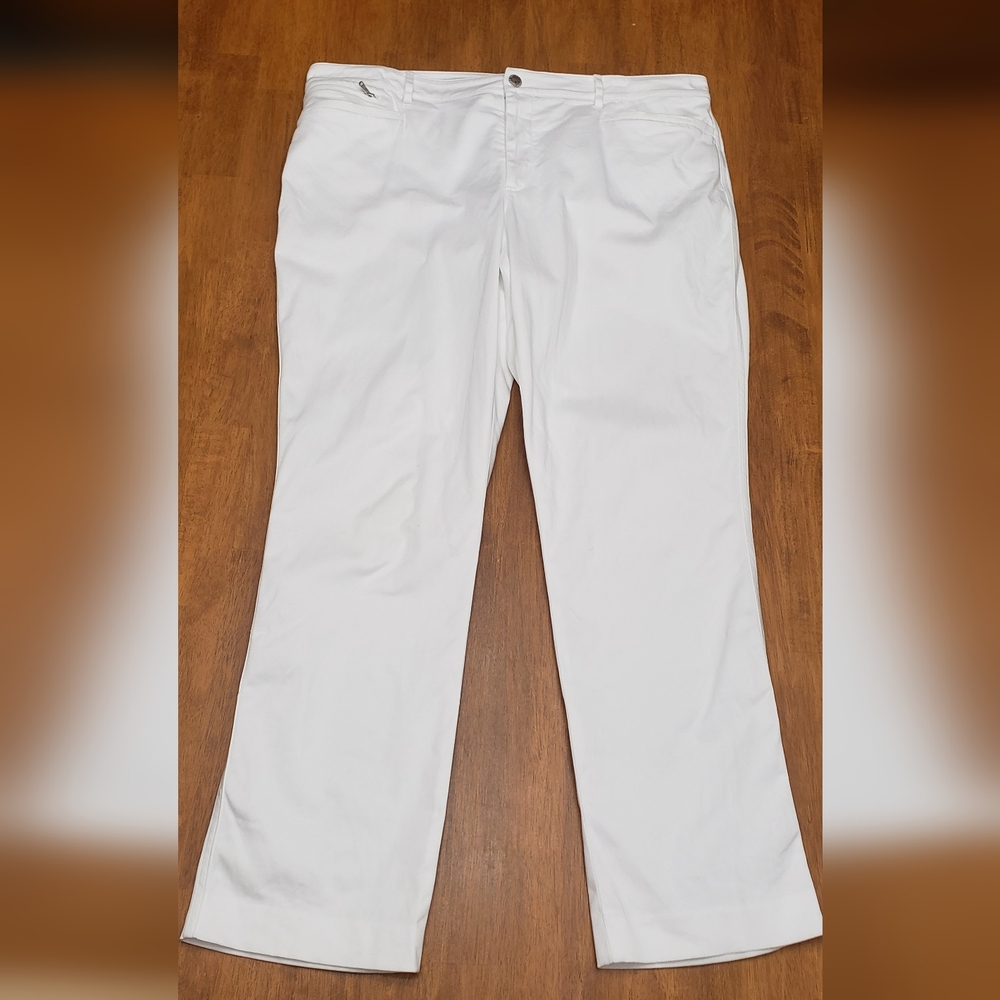 Ralph Lauren Classic White Straight Ankle Trousers Sz 16 CoastalVacay PrepCRUISE